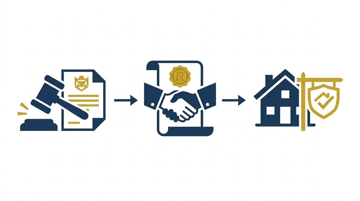 Simple infographic showing the Florida probate steps before an inherited house can be sold