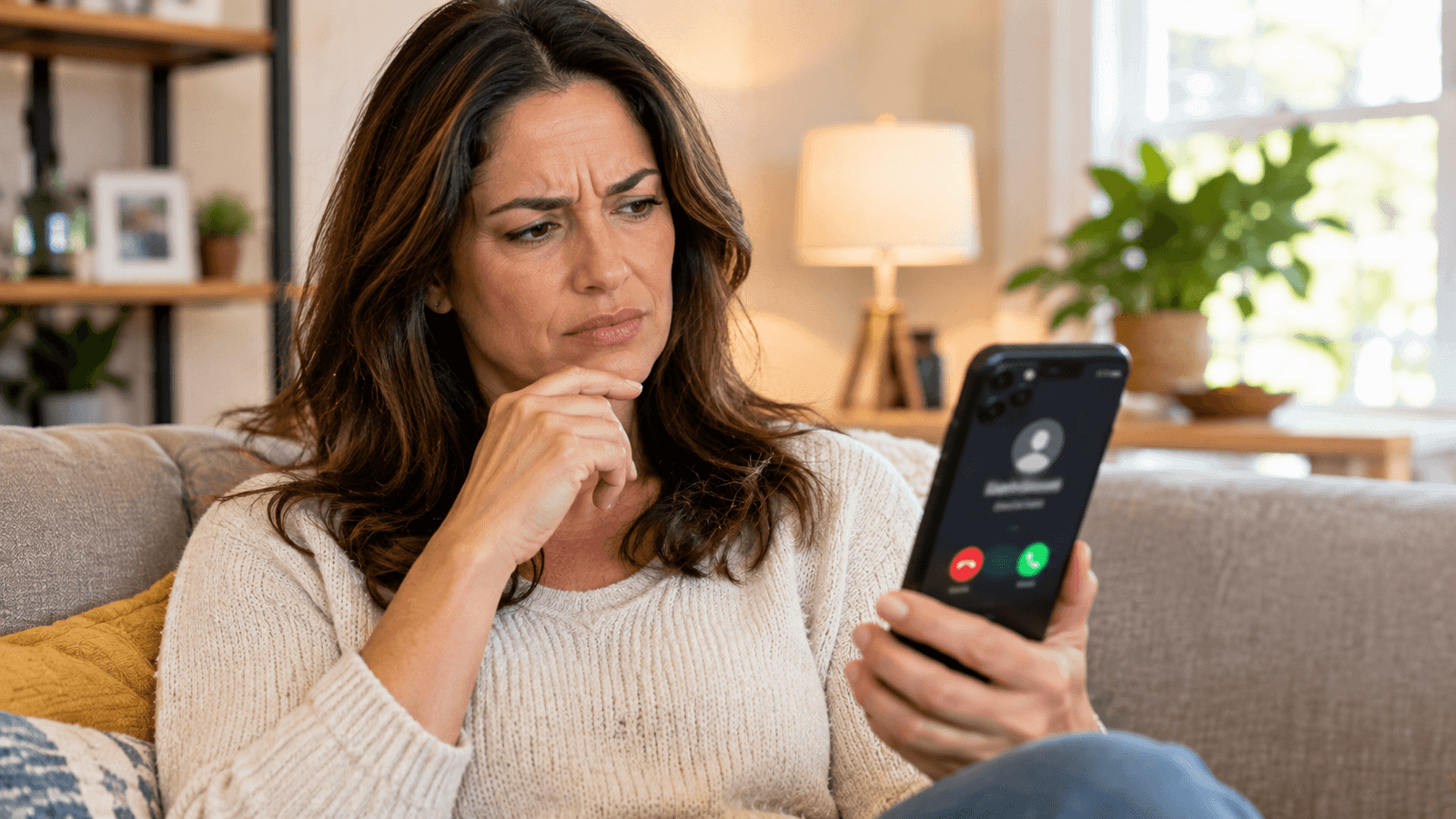 Miami homeowner screening a call from an unknown cash home buyer