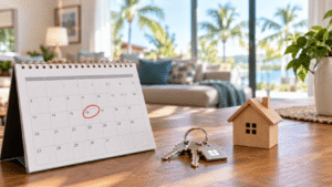 Calendar and house keys showing how long it takes to sell a house in Florida